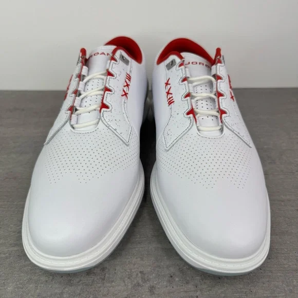 Nike Air Jordan ADG 5 Leather Golf Shoes White/Fire Red FQ7874-101 Men's Size 13
